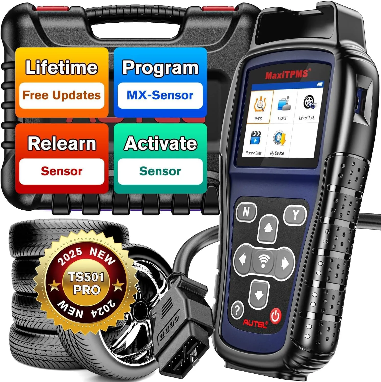 Autel MaxiTPMS TS501 PRO, 2025 TPMS Programming Tool Same as TS508, Up of TS501 TS408S, Relearn Activate 99% TPMS Sensors, Program Autel MX-Sensor 315/433MHz, TPMS Reset & Diagnostics, Lifetime Update