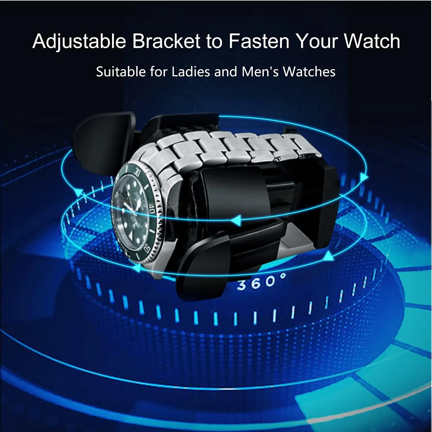 Automatic Watch Winder Box with Adjustable Pillows and LED Lights - Watch Display Storage for Men and Women, Open/Close Function, Ideal for Keeping Watches Organized