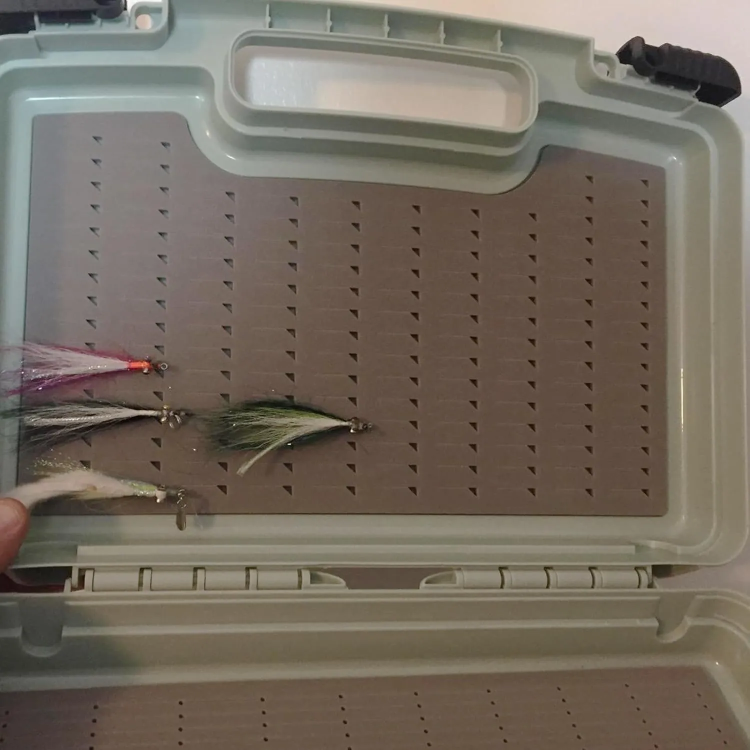 Aventik Streamer Fly Boxes Click Lock Large Streamer Flies Foam Storage Fishing Box Tackle Box Boating Fishing Boxes 14X11X3.35inch/10.43X8.27X3.15inch (SF2 Cyan Blue B B Foams-14X11X3.35inch)