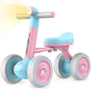 Baby Balance Walker Bike for Toddler: 4 Wheels Pre-School First Bike Walk and Ride On Toys - Ideal 1st Birthday Gifts for 12-24 Months Boys & Girls