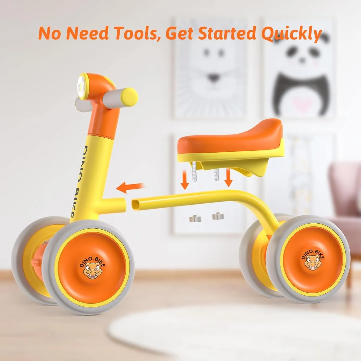 Baby Balance Walker Bike for Toddler: 4 Wheels Pre-School First Bike Walk and Ride On Toys - Ideal 1st Birthday Gifts for 12-24 Months Boys & Girls