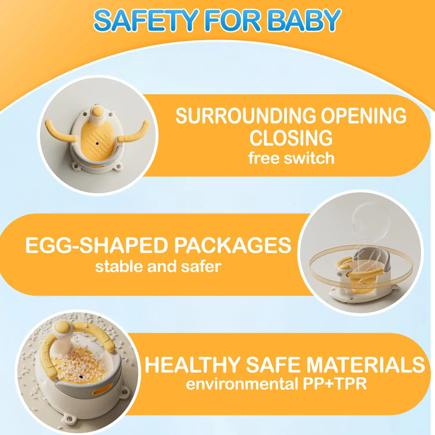 Baby Bath Seat 6 Months & up, Bath Seat for Baby, Infant Bath Seat with Suction Cups, Non-Slip, Detachable,Yellow