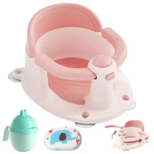 Baby Bath Seat 6 Months & up, Bath Seat for Baby, Toddler Bath Seat with Suction Cups, Non-Slip, Detachable Cute Pink