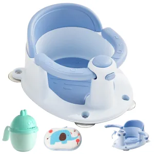 Baby Bath Seat, Baby Bathtub Seat for 6 Months & Up, Infant Bath Seat with Secure Suction Cups, Non-Slip Toddler Bath Seat Cute Blue