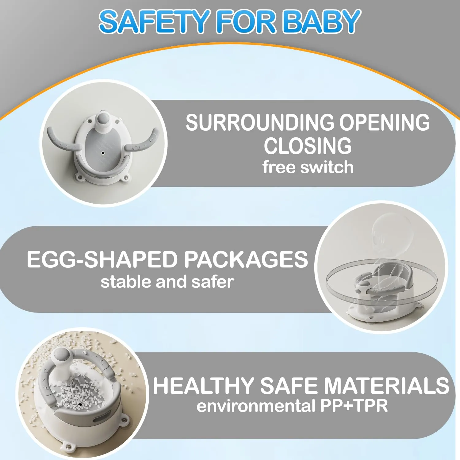 Baby Bath Seat for Babies 6 Months & up, Non-Slip Toddler Bath Seat for Baby & Newborn, Sit Up Bath Seat for Baby,Grey