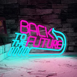 Back To The Future Neon Sign, Dimmable Movie Theme Neon Light, USB Powered Gamer Garage Bedroom Party Club Wall Decor Art Lights Christmas Birthday Gifts(15.4 * 10.2in)