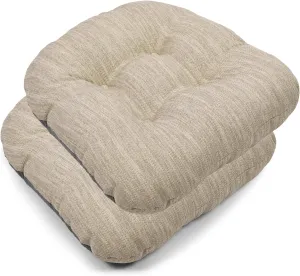 baibu 14×14 Metal Dining Chair Pads with Ties Set of 2, Super Soft Kitchen Chair Cushions Bar Stool Cushions with Non-Slip Bottom - 2 Cushions only (Beige, 14×14×2.5in)