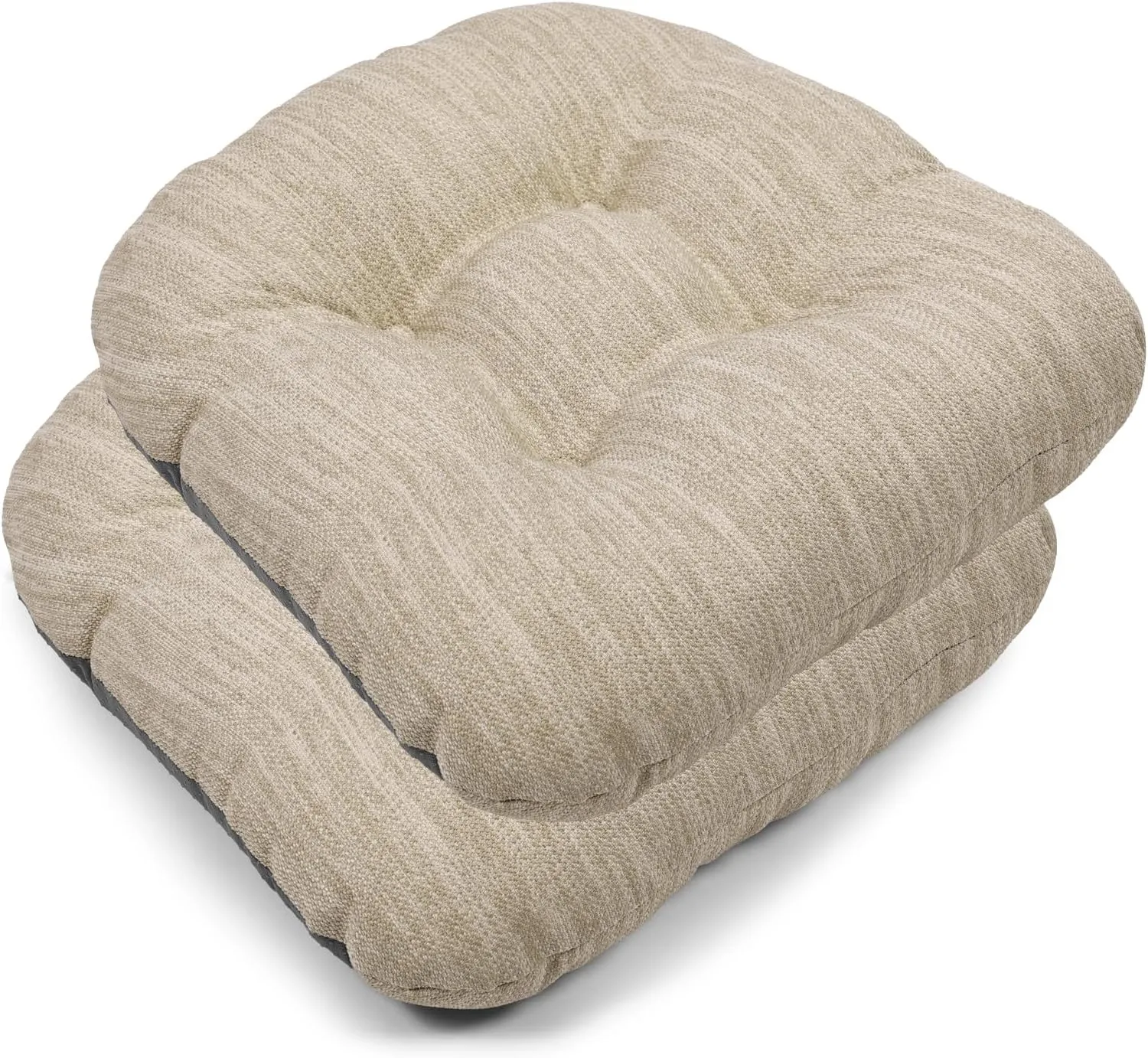 baibu 14×14 Metal Dining Chair Pads with Ties Set of 2, Super Soft Kitchen Chair Cushions Bar Stool Cushions with Non-Slip Bottom - 2 Cushions only (Beige, 14×14×2.5in)