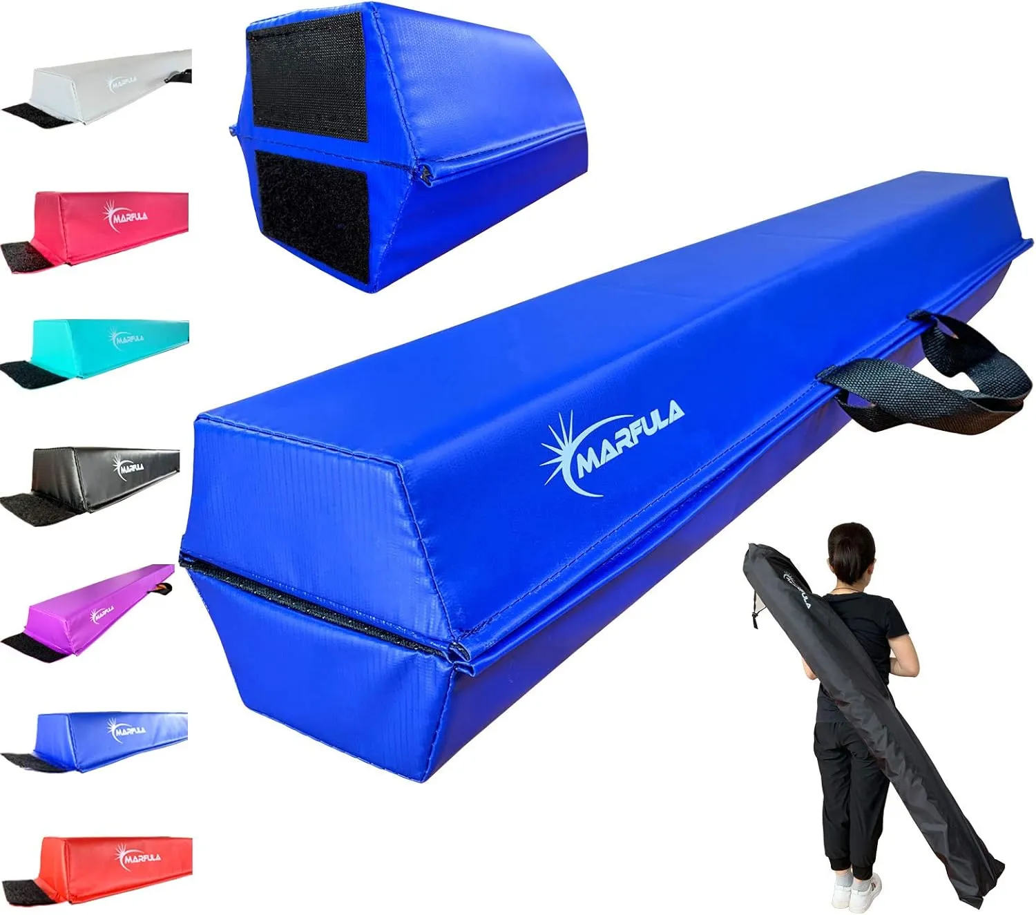 Balance Beam - Folding Floor Gymnastics Equipment for Kids, Non Slip Base - 6 FT to 10 FT for Home Gym Use