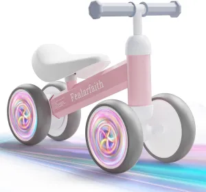 Balance Bike, Colorful Lighting Baby Toys for 1 Year Old, 12-24 Months Toddler Ride on Toys for 1-2 Year Boys & Girls Child, Kids First Birthday Gift, Infant Push Bicycle Training Walker for Strider