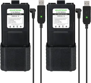 BAOFENG 2Pack UV-5R BF-F8HP 3800mAh Extended Battery Compatible with UV5R BF-8HP GT-5R UV-5RX3 RD-5R UV-5RTP UV-5R MK2 MK3X MK5 Plus Ham Radio Batteries