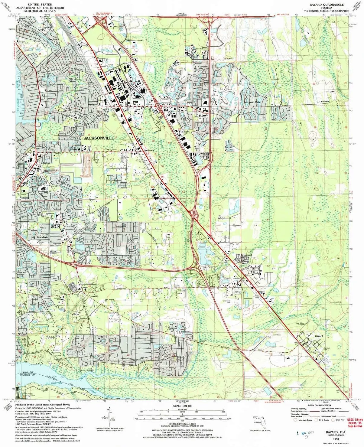 Bayard FL topo map, 1:24000 Scale, 7.5 X 7.5 Minute, Historical, 1993, Updated 1993, 26.9 x 21.9 in