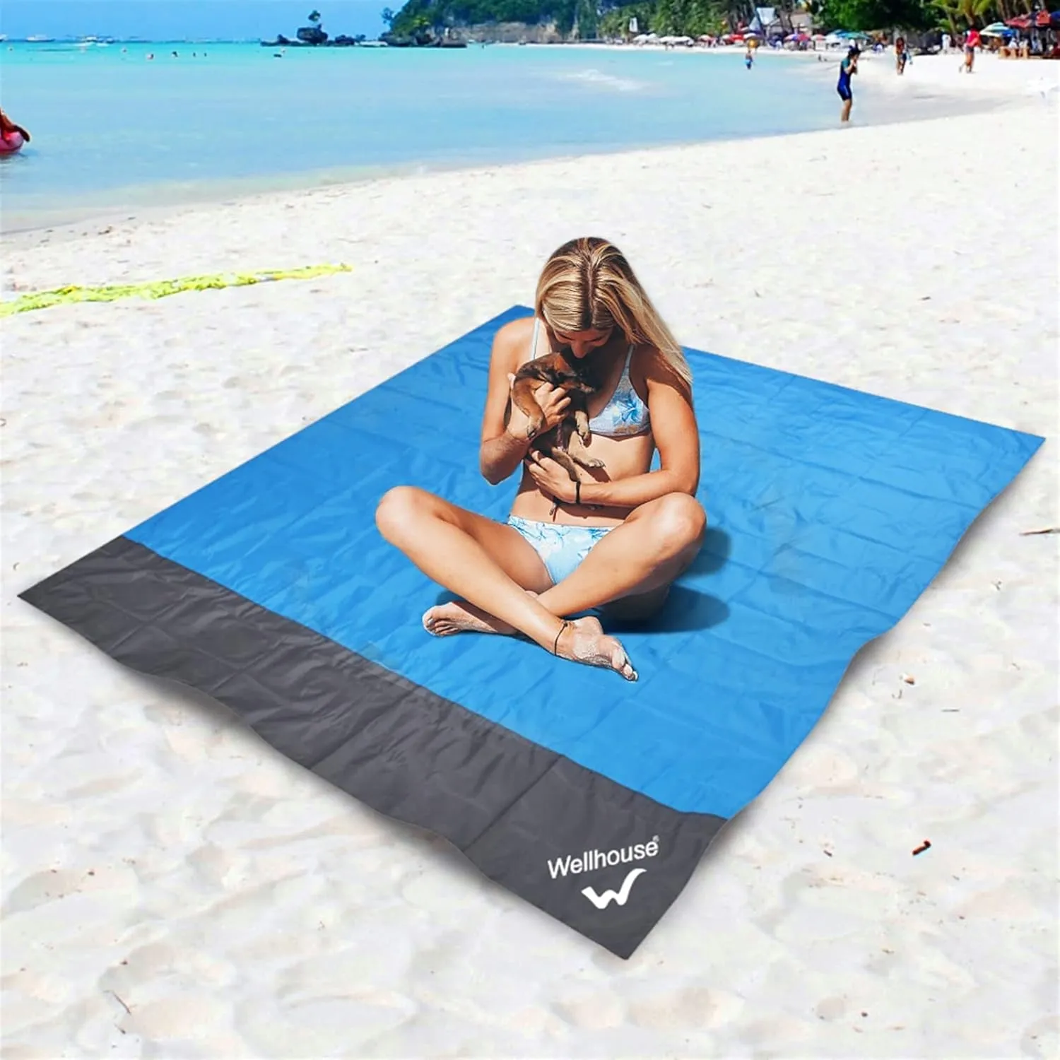 Beach Blankets Foldable Camping Blanket Waterproof Beach Mat Outdoor Portable Picnic Mat Camping Ground Mat Moisture-Proof Sleeping Pad(Blue)