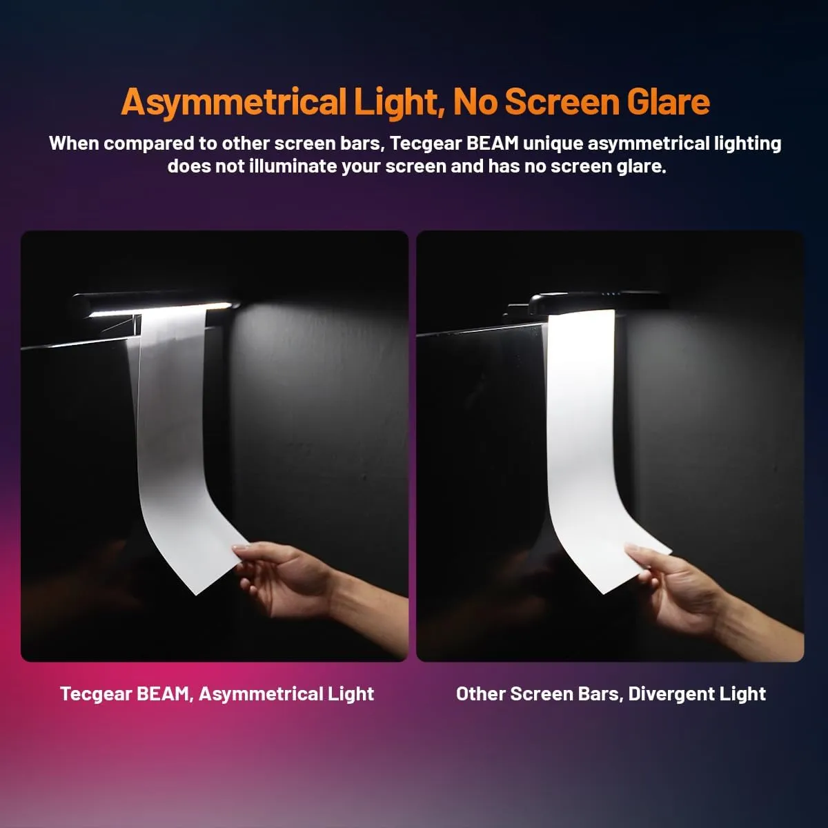 Beam Monitor Light Bar, LED Light Bard for Eye Caring, e-Reading, LED Desk Lamp with Auto-Dimming, Touch Control, No Screen Glare, Space Saving, Home Office Task Lamps (Black (RGB Backlight))