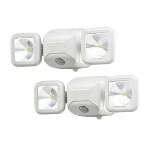 Beams MB3000 High Performance 500 Lumen Wireless Battery Powered Motion Sensing LED Dual Head Security Spotlight, White, 2-Pack