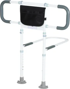 Bed Rails for Elderly Adults Safety: Bed Assist Rail with Adjustable Double Grips, Storage Pocket, Motion Sensor Light, Fits King, Queen, Full, Twin, Can Withstand 400LB (White)