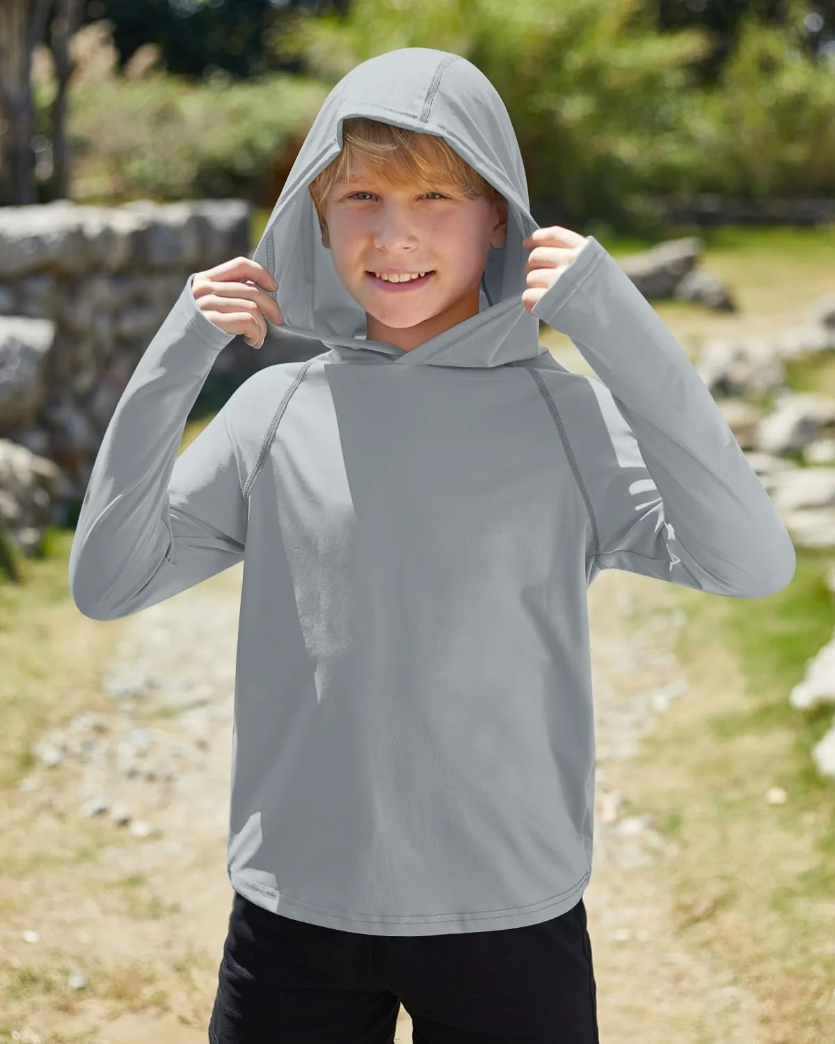 BesserBay Boys Sun Protection Hooded Long Sleeve Rashguard Shirt 1-14 Years