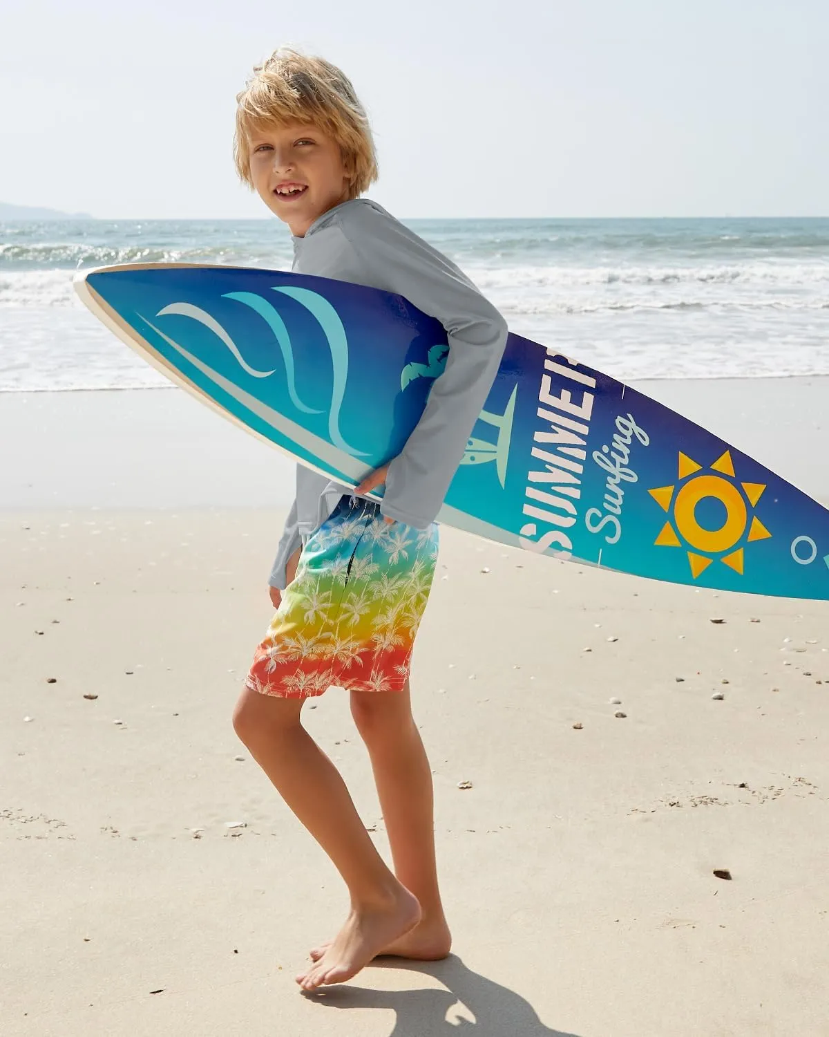 BesserBay Boys Sun Protection Hooded Long Sleeve Rashguard Shirt 1-14 Years