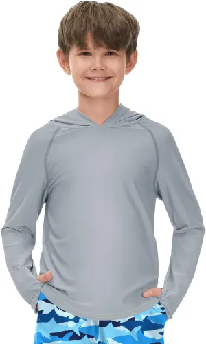 BesserBay Boys Sun Protection Hooded Long Sleeve Rashguard Shirt 1-14 Years