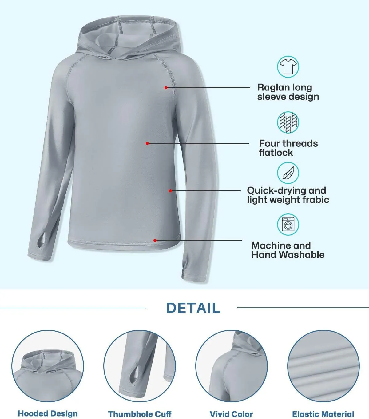 BesserBay Boys Sun Protection Hooded Long Sleeve Rashguard Shirt 1-14 Years