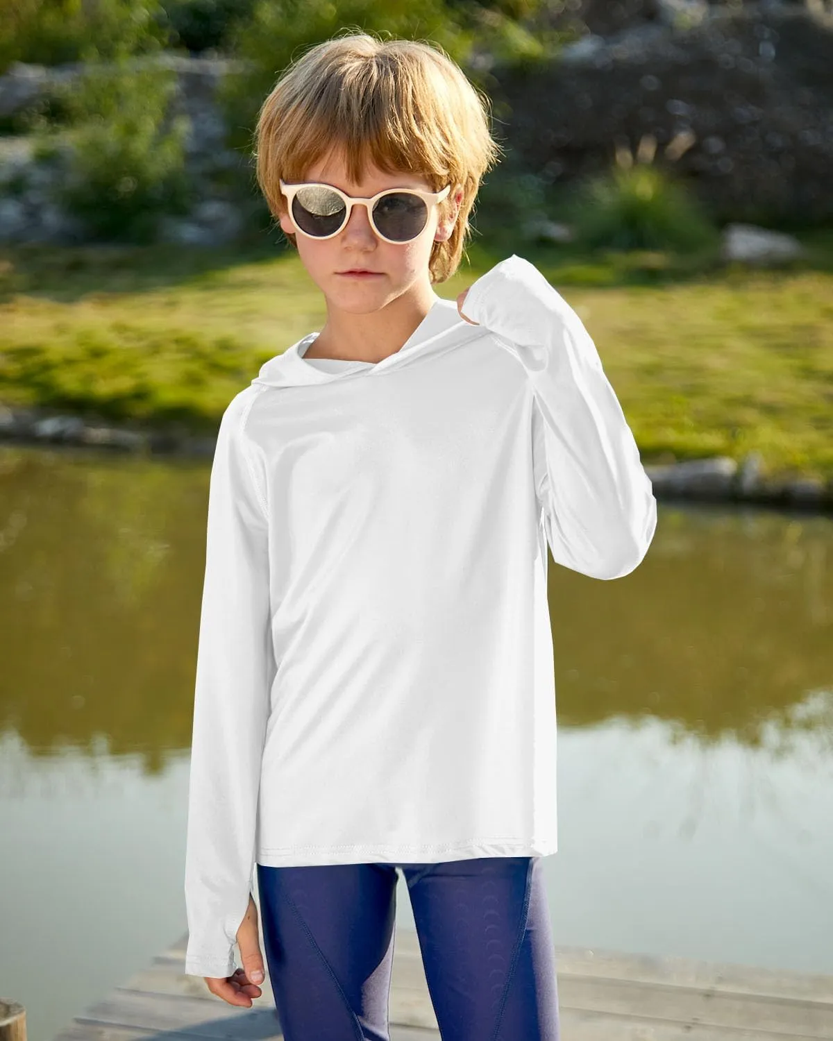 BesserBay Boys Sun Protection Hooded Long Sleeve Rashguard Shirt 1-14 Years