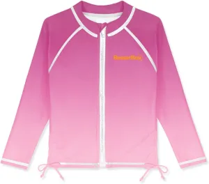 BesserBay Girls UPF 50  Zip Up Long Sleeve Ruched Side Adjustable Drawstring Thumb Holes Swim Shirt 4-14 Years