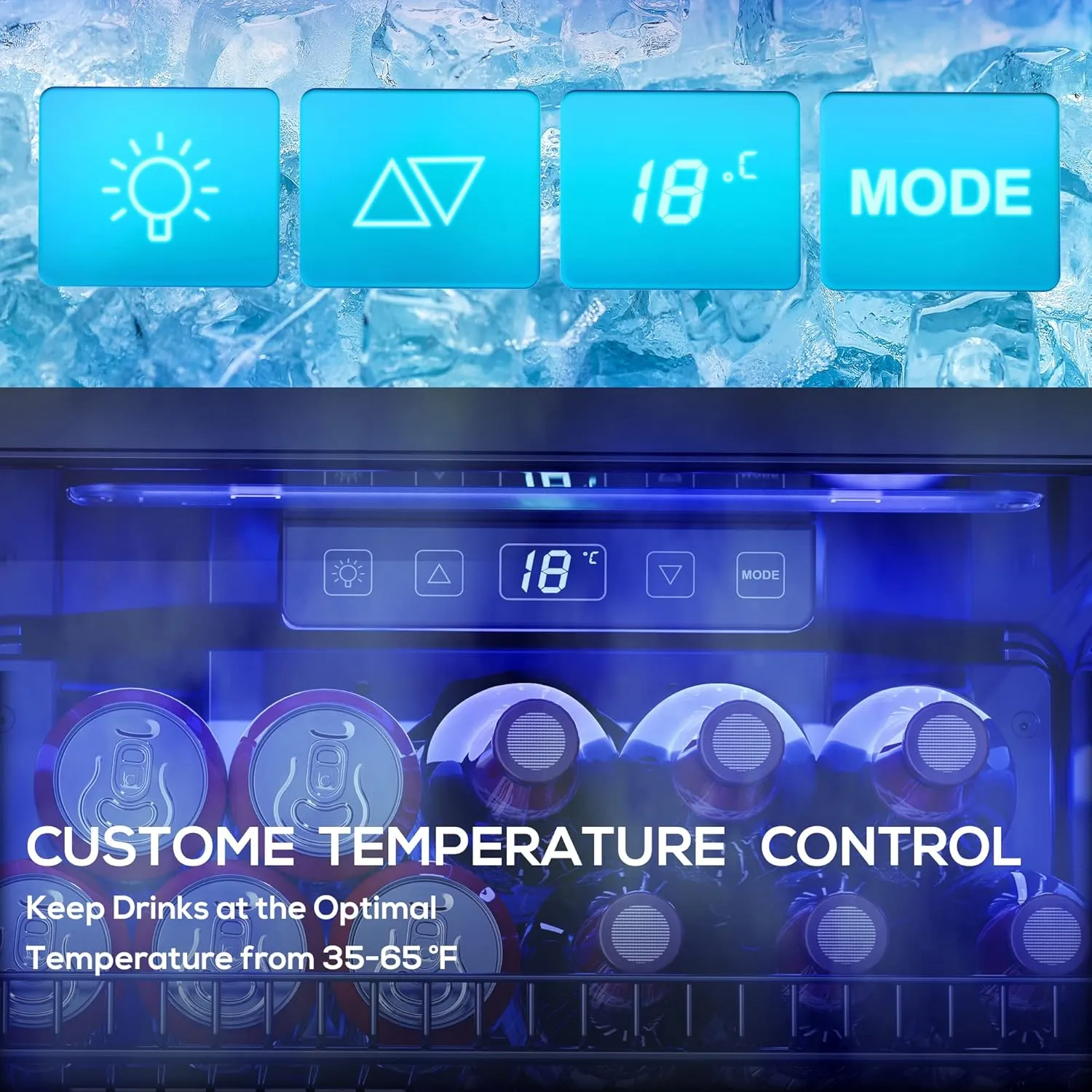 Beverage Refrigerator Cooler-120 Cans Freestanding Mini Fridge Cooler with Glass Door, Adjustable Shelves & Digital Temperature Display for Soda, Wine or Beer (Black, 3.2 Cu.Ft)