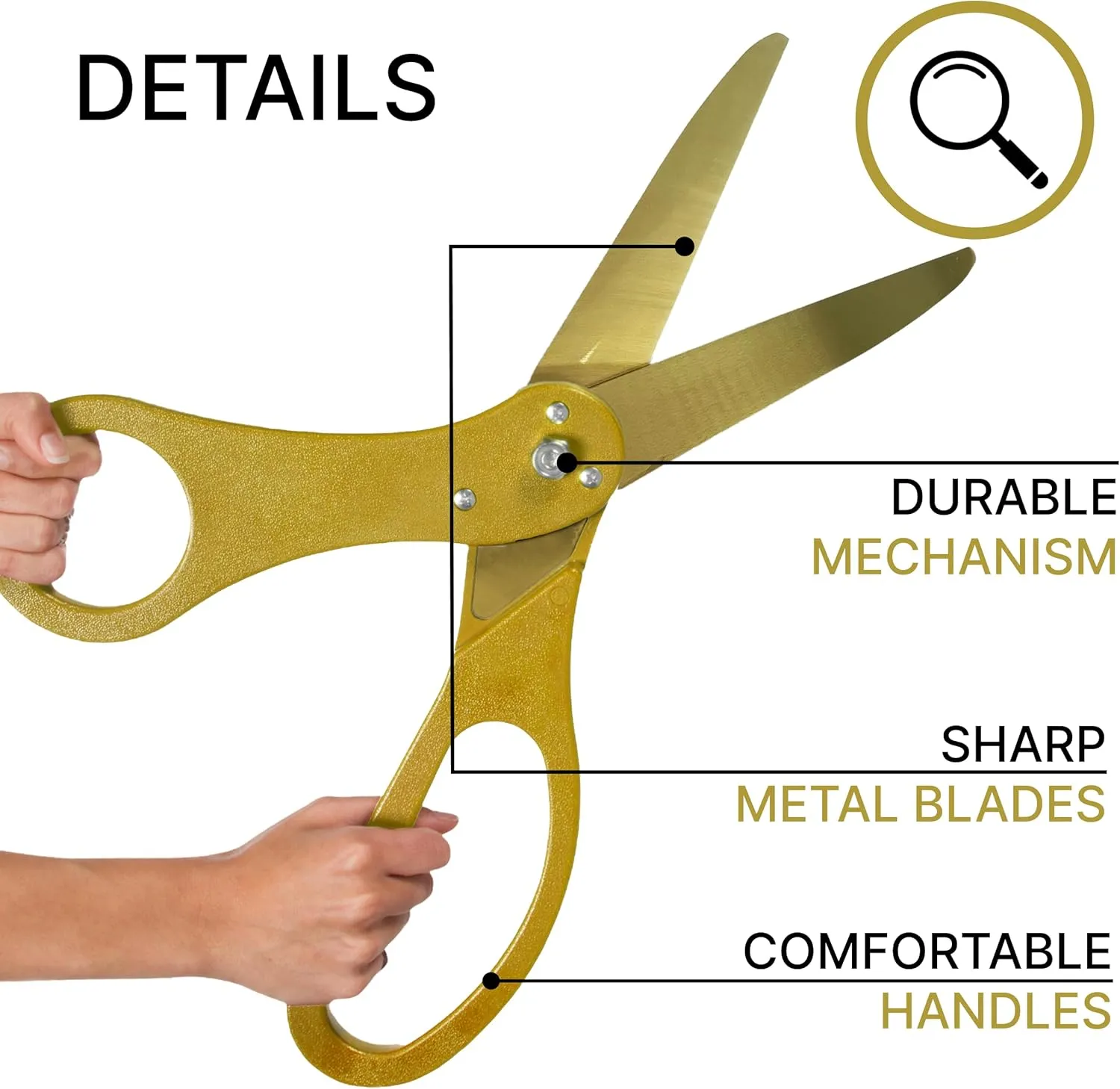 Big Grand Opening Ceremonial Kit - Oversize 20 Inch Gold Ribbon Cutting Scissors with Golden Blade Red Satin Ribbon and Box for Special Events Business Openings and Inauguration