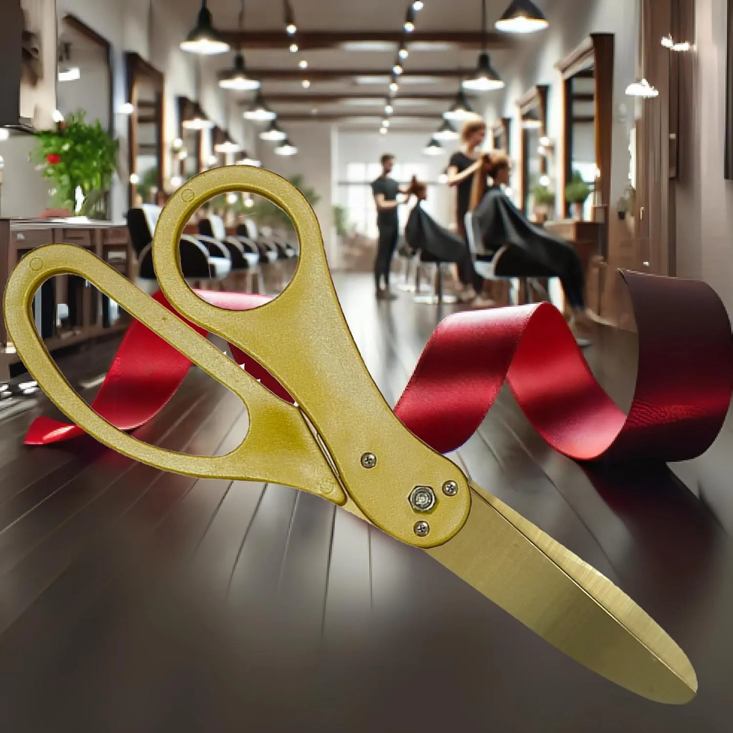 Big Grand Opening Ceremonial Kit - Oversize 20 Inch Gold Ribbon Cutting Scissors with Golden Blade Red Satin Ribbon and Box for Special Events Business Openings and Inauguration