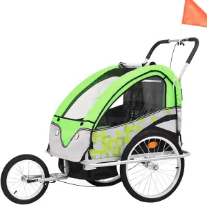 Bike Trailer for Kids, 2-in-1 Canopy Stroller, Roll-up Bug and Rain Screens, Foldable Child Bicycle Trailer