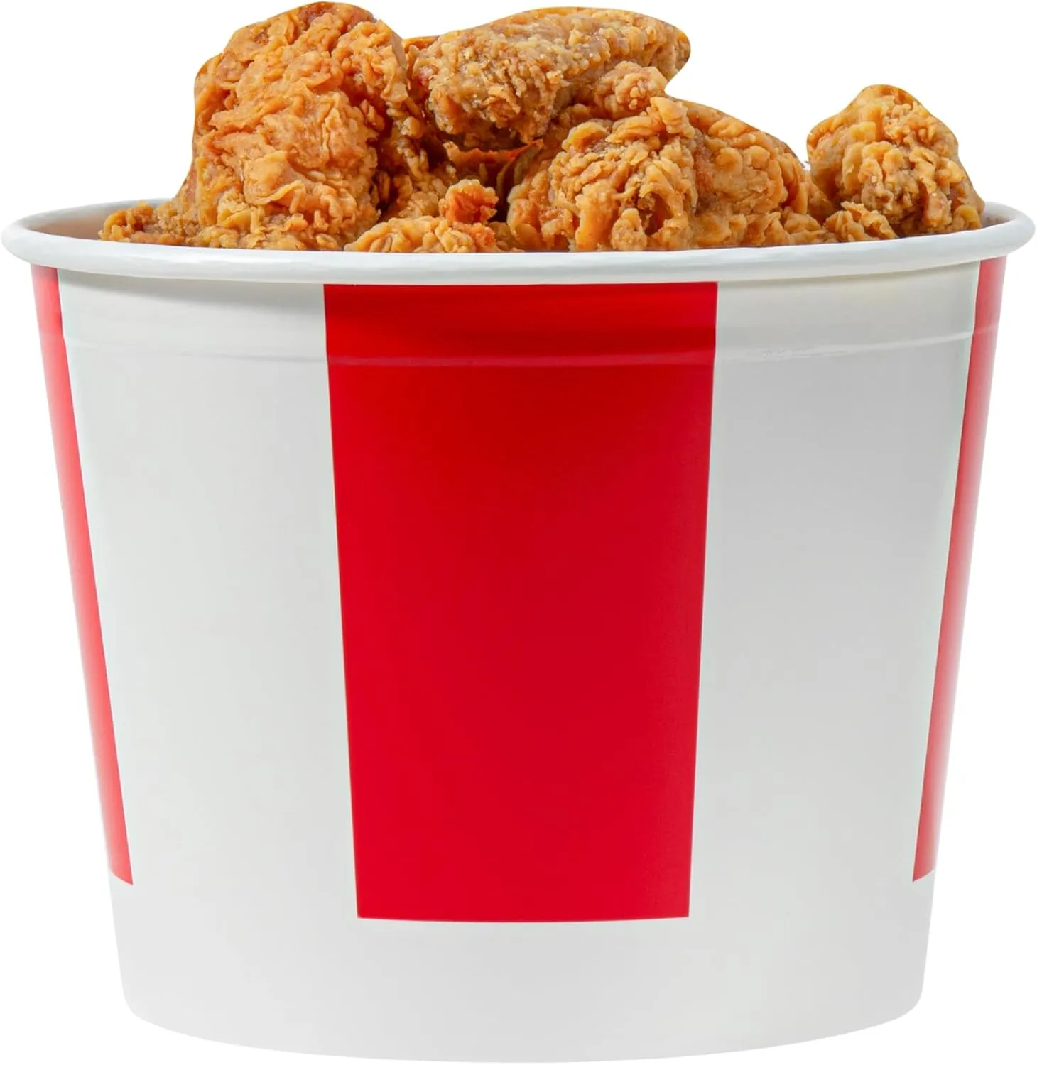 Bio Tek 85 Ounce Chicken Buckets With Lids, 25 Greaseproof Paper Disposable Buckets - Vented Lids, Freezable, Red And White, For Restaurants And Cafes