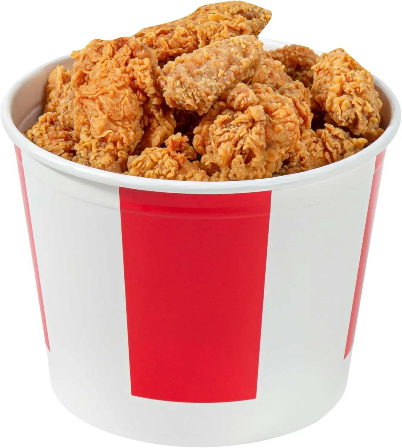 Bio Tek 85 Ounce Chicken Buckets With Lids, 25 Greaseproof Paper Disposable Buckets - Vented Lids, Freezable, Red And White, For Restaurants And Cafes