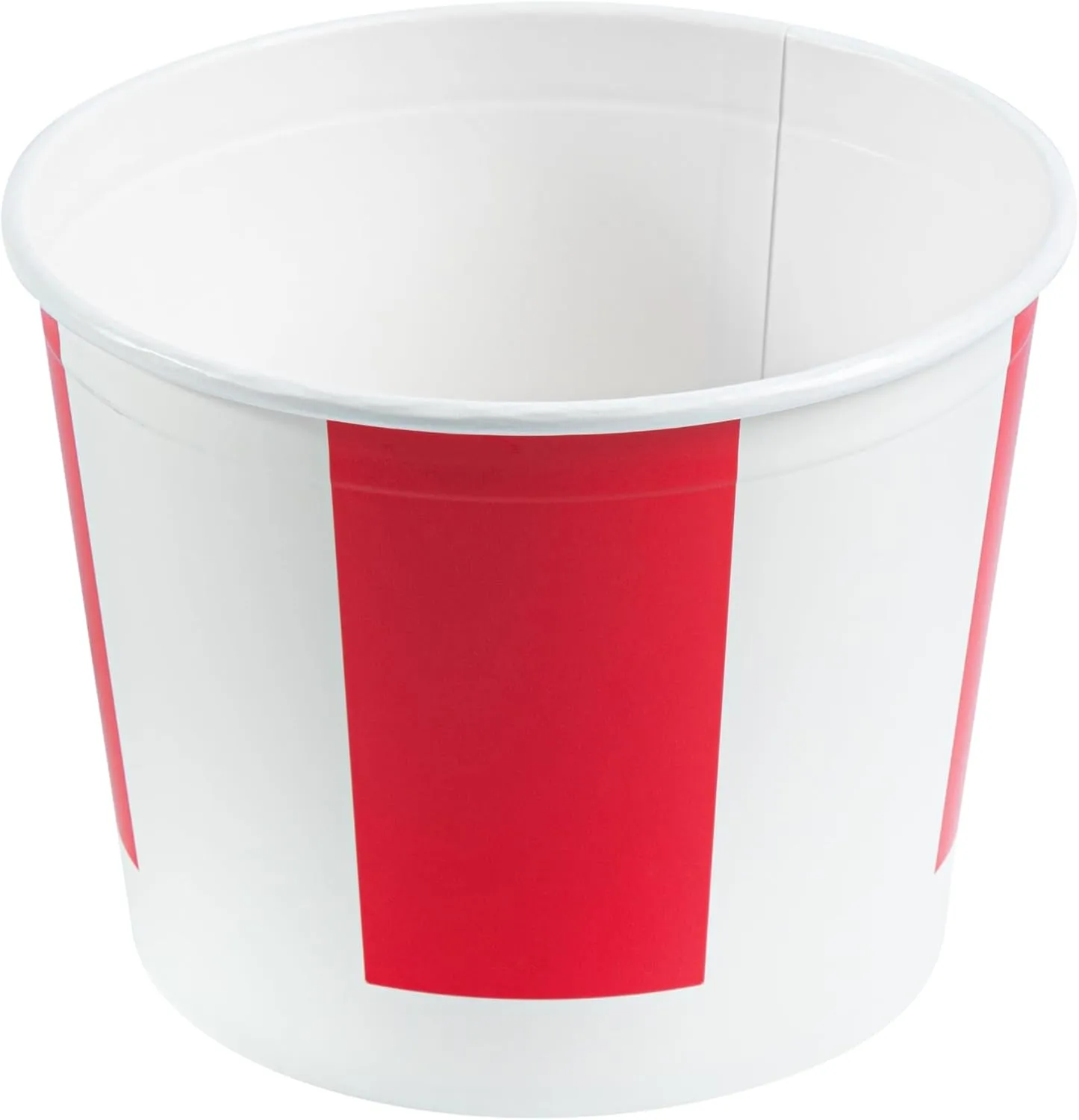 Bio Tek 85 Ounce Chicken Buckets With Lids, 25 Greaseproof Paper Disposable Buckets - Vented Lids, Freezable, Red And White, For Restaurants And Cafes