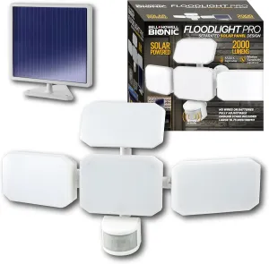 Bionic Floodlight Pro Solar Lights Outdoor, Motion Sensor LED, 2000 Lumens, 108 High Power LEDs, 4 Adjustable Swiveling Panels, Waterproof, 14.9 Ft Cord for Garden, Patio, and Yard
