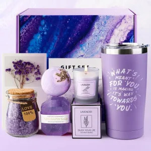 Birthday Gifts for Women, Lavender Bath Relaxing Spa Gift Set Basket Box, Women Birthday Unique Gift Ideas, Christmas Gifts for Women Mom Wife Girlfriend Daughter Friend Womens Gifts