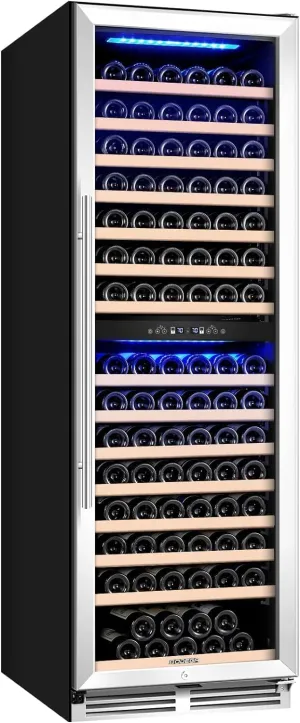 BODEGA Wine Cooler Refrigerator 24 Inch, 174 Bottle Dual Zone Wine Fridge with Double-Layer Tempered Glass Door and Temperature Memory Function,Built-in or Freestanding