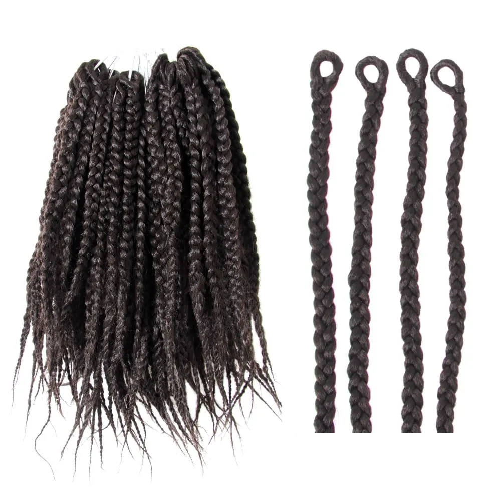 BOHOBABE Box Braids Crochet Hair 8 Inch 8 Packs Prelooped, Short 3X Knotless Crochet Box Braiding Hair (4#, Brown)