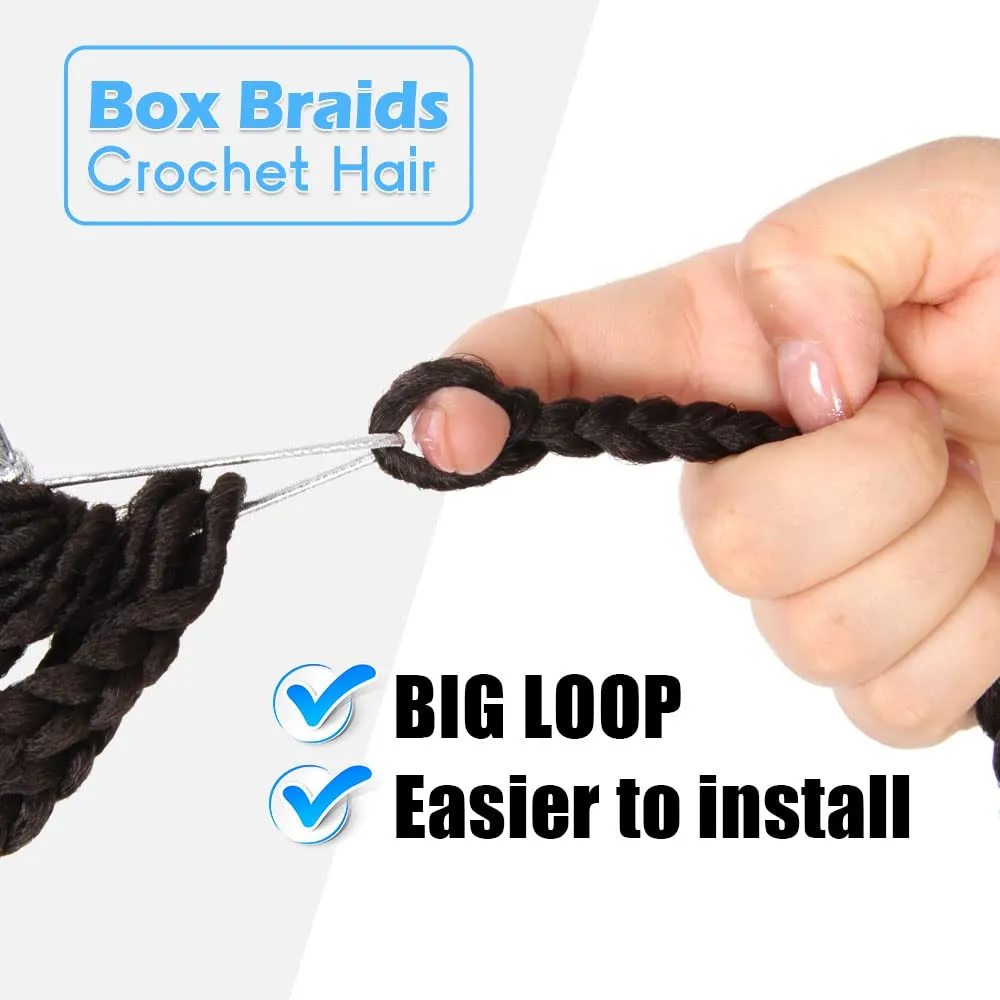 BOHOBABE Box Braids Crochet Hair 8 Inch 8 Packs Prelooped, Short 3X Knotless Crochet Box Braiding Hair (4#, Brown)