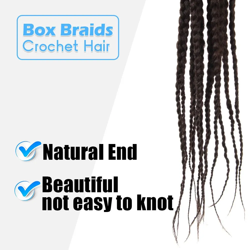 BOHOBABE Box Braids Crochet Hair 8 Inch 8 Packs Prelooped, Short 3X Knotless Crochet Box Braiding Hair (4#, Brown)