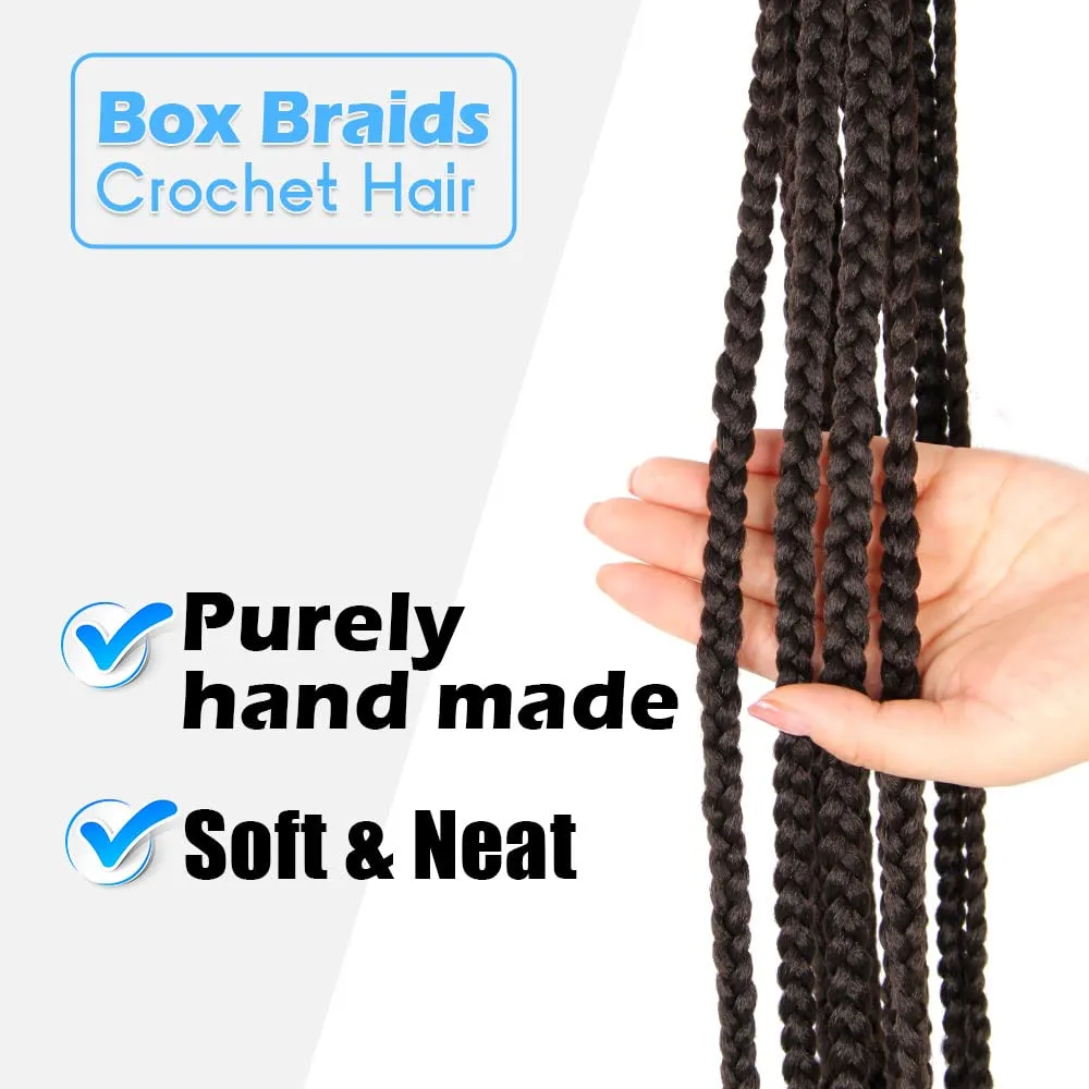 BOHOBABE Box Braids Crochet Hair 8 Inch 8 Packs Prelooped, Short 3X Knotless Crochet Box Braiding Hair (4#, Brown)