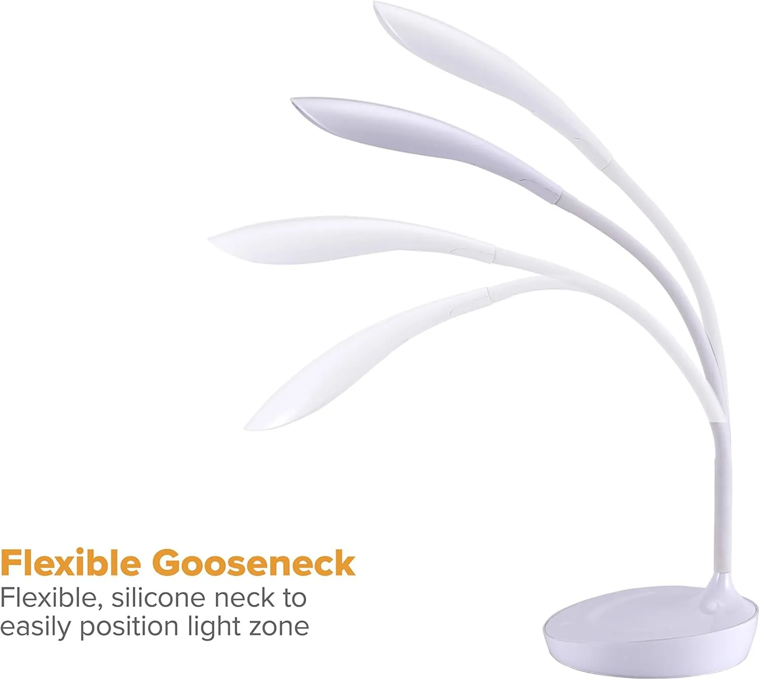 Bostitch Office LED Gooseneck Desk Lamp with USB Charging Port, 3 Dimming Levels, Touch Control, White (VLED1502-WHITE)