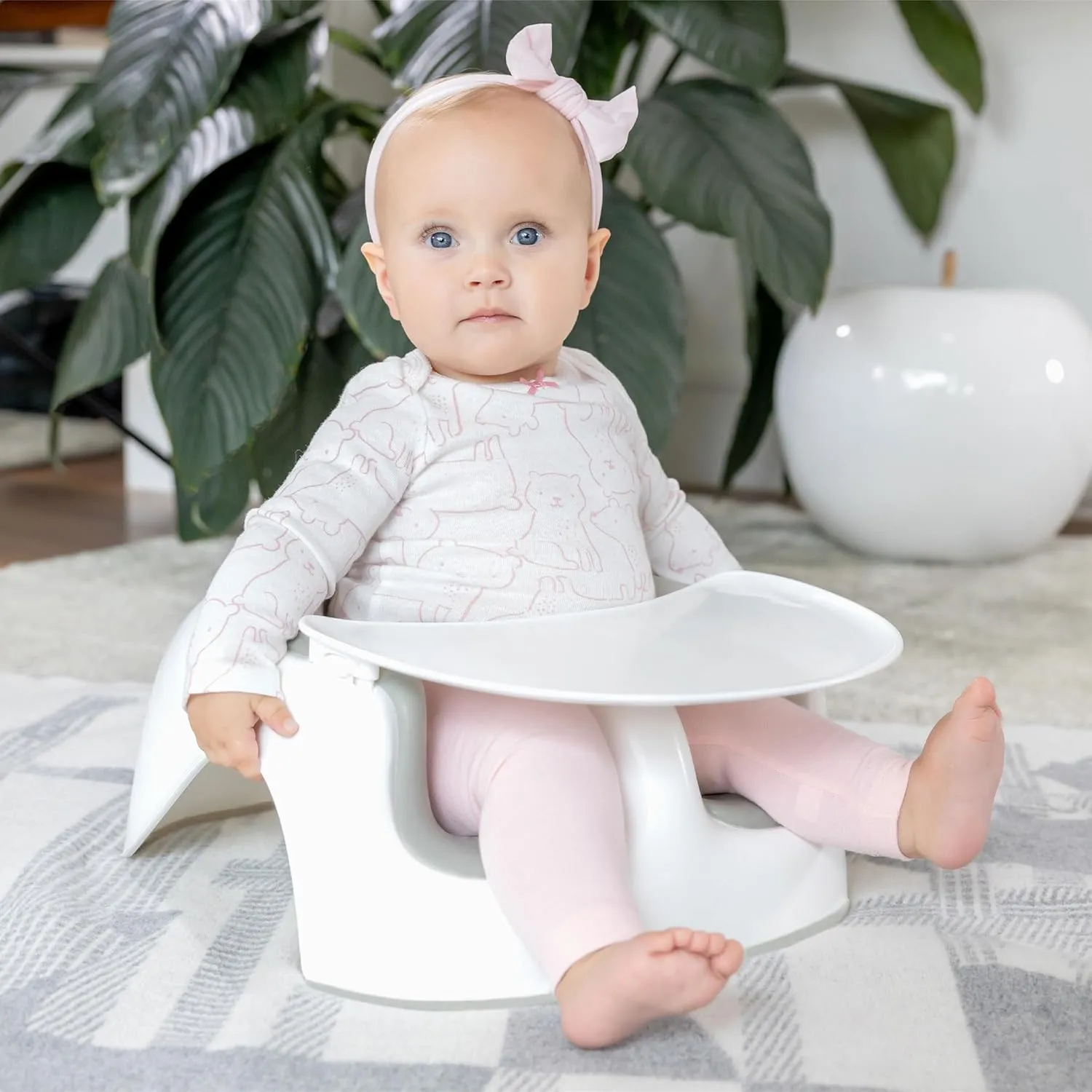 Bumbo Baby Floor Seat Lite, Portable Infant Sit Up Activity & Eating Chair w/Tray, Combo - Feeding Chair and Sitting Lounger for Babies, Infants and Toddlers