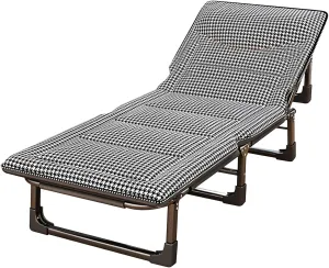 Camp Beds for Adults Foldable Adjustable 4-Position, Portable Folding Camping Cot Reclining Folding Chaise for Office Pool Camping Patio, No Assembly Needed(180x65x30cm)