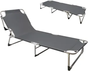 Camping Cot, Adjustable Folding Camping Cot, Outdoor Portable Lounge Chair Sleeping Cots Bed for Camping, Hiking, Traveling, Office Nap and Beach Vacation, Gray