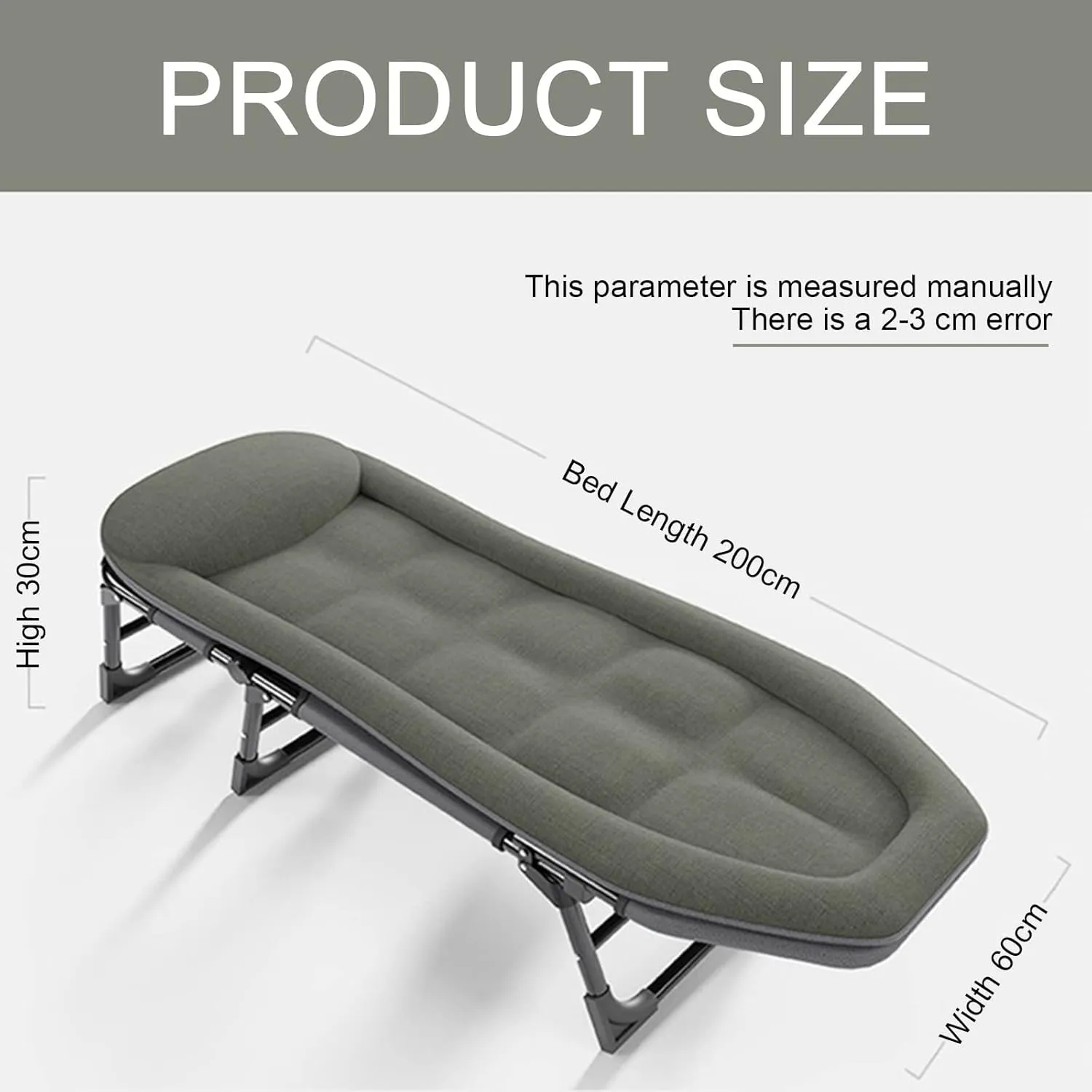Camping Cot for Adults with Cushion, Portable Folding Cot, 5-Position Chaise Lounge Chair for Outdoor, Camping, Pool, Beach, Patio Relaxation