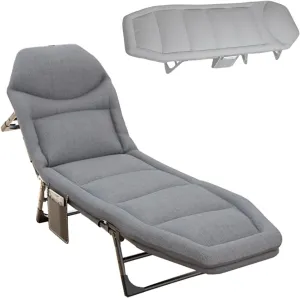 Camping Cot, Portable Folding Outdoor Bed with 5-Position Adjustable Backrest, Ideal for Camping, Beach, Travel, and Home Office Lunch Breaks