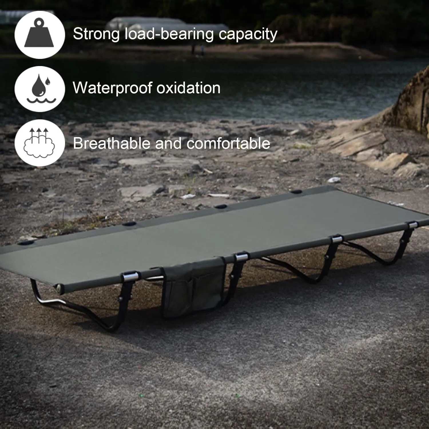 Camping Cot with Storage Bag for Adults,Comfortable Single Camp Cot,Ultralight Foldable Backpacking Cot,Portable Sleeping Bed for Outdoor Travel,Hiking,Mountaineering,Fishing,Easy Set-Up (Green)