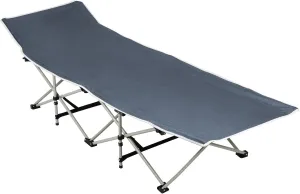 Camping Cots for Adults with Mattress, Folding Chaise Lounge Chair for Indoor Outdoor Travel, Portable Folding Cots for Sleeping, Lightweight Stable Durable Black