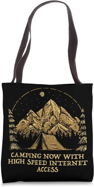Camping Now With Internet Camper Sayings Camp Quotes Trip Tote Bag