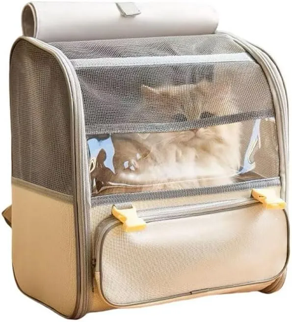 Car Cat Carrier for Smart EQ A453 2018 2019, Pet Carrier Travel Bag for Small Medium Cats with Mesh Ventilation, Breathable Foldable for Airplane, Car, Vet Visits,Grey